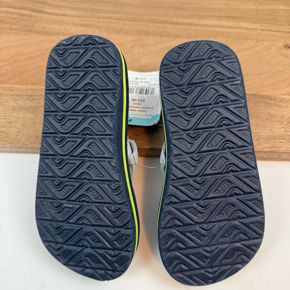 New Little Kids Reef‎ Little Ahi Slip On Water Flip Flops Blue Dinosaurs Sz 10 C